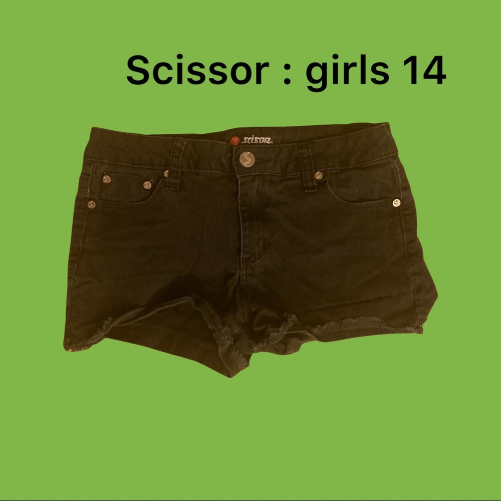 Two pair of Scissor shorts (black and maroon) T-$25; S- ea $15
